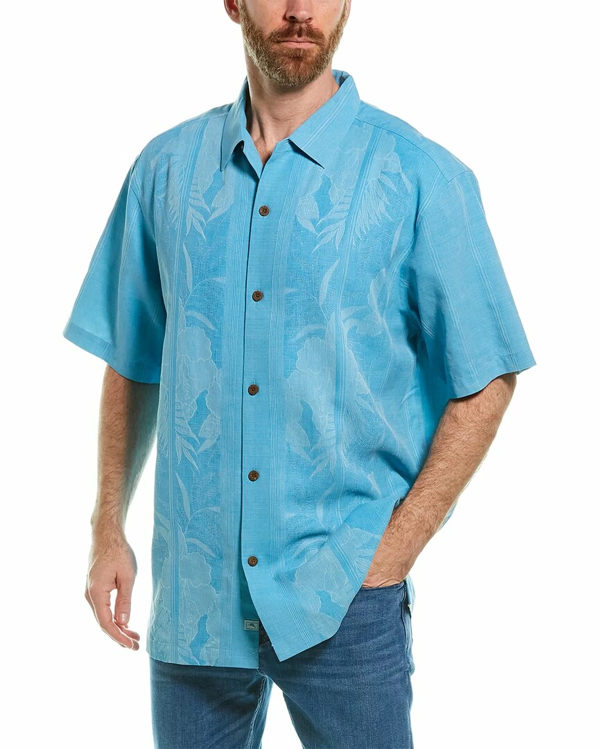 Tommy Bahama Tahitian Border Silk Woven Shirt Men Casual Button Downs