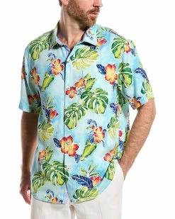 Tommy Bahama Button-Down Silk Shirt Men Casual Button Downs