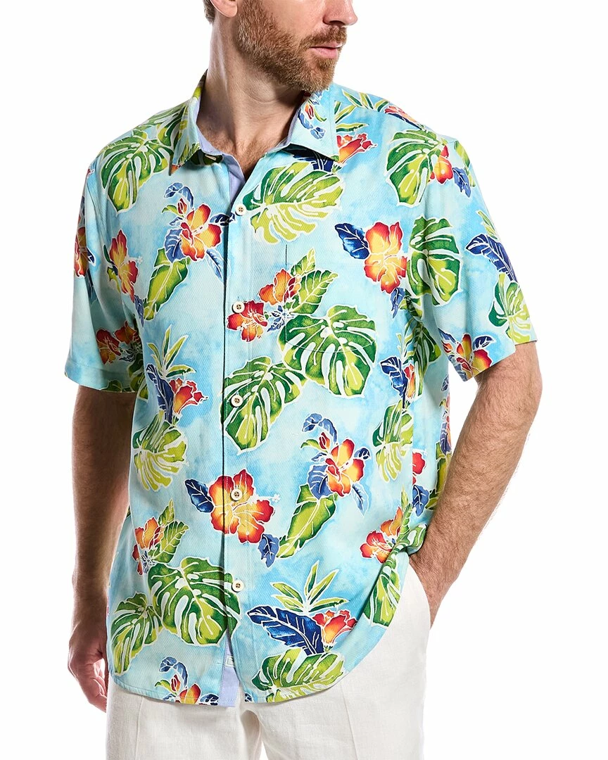 Tommy Bahama Button-Down Silk Shirt Men Casual Button Downs