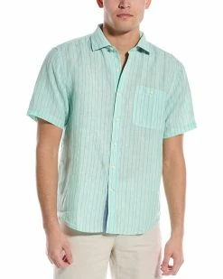 Tommy Bahama Sand Linen-Blend Surfside Stripe Shirt Men Casual Button Downs