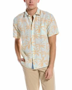 Tommy Bahama Sand Linen-Blend Twin Palms Shirt Men Casual Button Downs