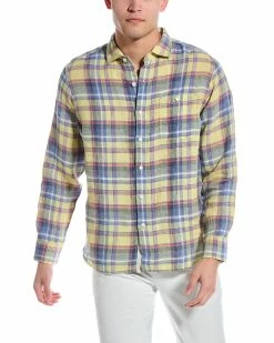 Tommy Bahama Sunny Isles Plaid Linen Shirt Men Casual Button Downs