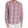 Tommy Bahama Sunny Isles Plaid Linen Shirt Men Casual Button Downs