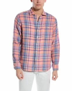 Tommy Bahama Sunny Isles Plaid Linen Shirt Men Casual Button Downs