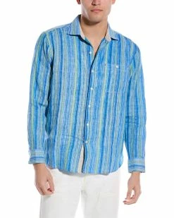 Tommy Bahama Baja Bay Stripe Linen Shirt Men Casual Button Downs
