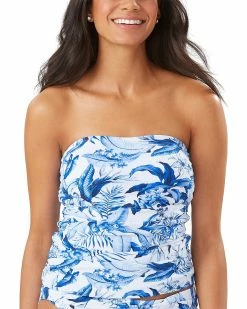 Tommy Bahama Indigo Garden Shirred Bandini Women Swimwear & Coverups