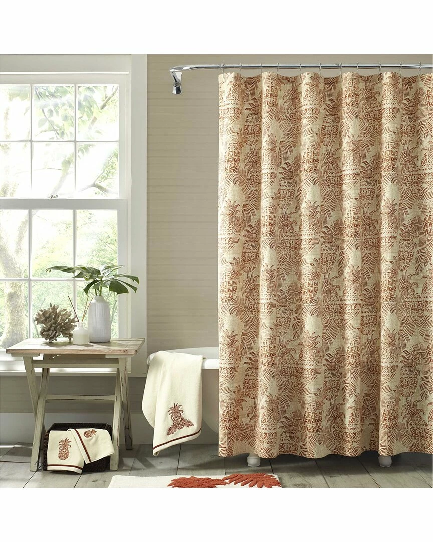 Tommy Bahama Batik Pineapple Cotton Canvas Shower Curtain Home Soap & Lotion Dispensers
