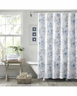 Tommy Bahama Casablanca Garden Cotton Twill Shower Curtain Home Bath Mats & Curtains