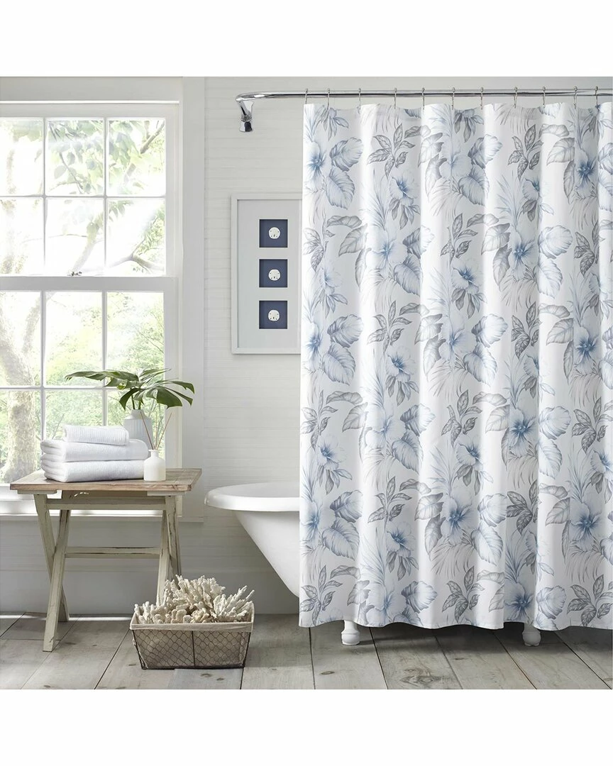 Tommy Bahama Casablanca Garden Cotton Twill Shower Curtain Home Bath Mats & Curtains