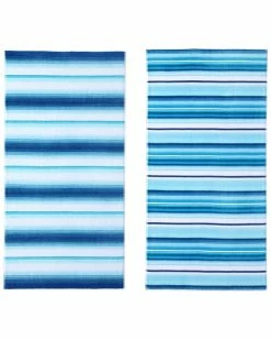 Tommy Bahama Coral Harbor/Sunrise Stripe 2 Piece Cotton Beach Towel Set Home Beach Towels