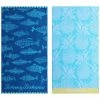 Tommy Bahama Fish/Etched Pineapple 2 Piece Cotton Beach Towel Set Home Beach Towels