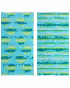 Tommy Bahama Ombre Fish/Ombre Turtle 2 Piece Cotton Beach Towel Set Home Beach Towels