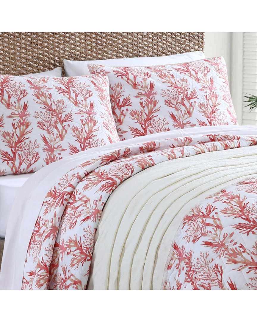 Tommy Bahama Sunset Reef Pink Quilt/Sham Set Home Comforters & Quilts - Image 3