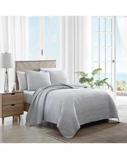Tommy Bahama Bali Soild 3Pc Grey Quilt Set Home Comforters & Quilts