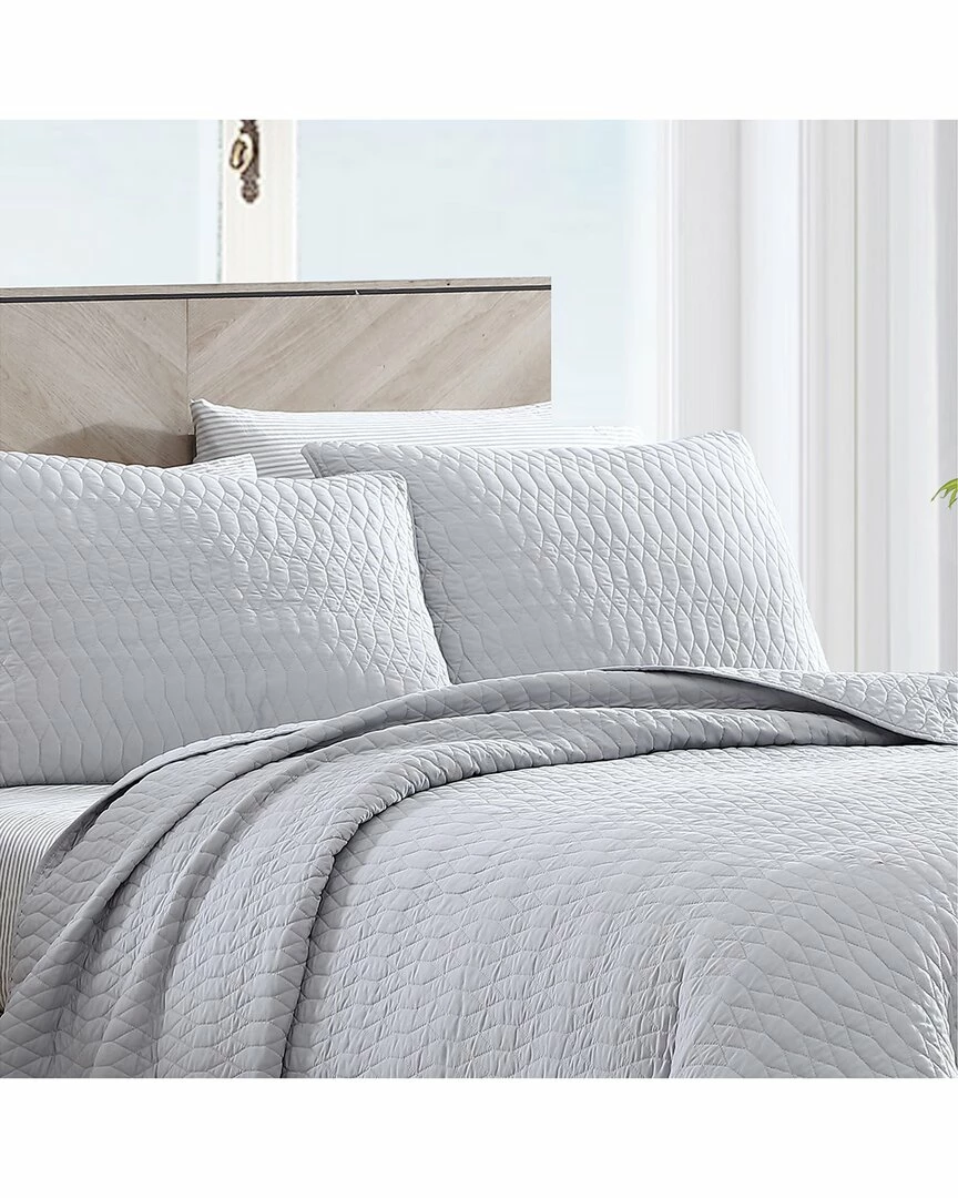 Tommy Bahama Bali Soild 3Pc Grey Quilt Set Home Comforters & Quilts - Image 2