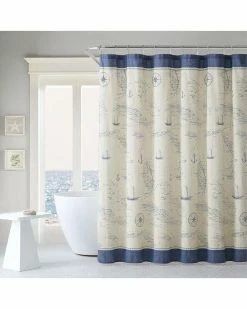 Tommy Bahama Caribbean Blue Linen Shower Curtain Home Bath Mats & Curtains