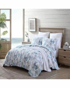 Tommy Bahama Freeport 3Pc Coastal Blue Quilt Set Home Comforters & Quilts