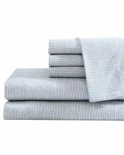 Tommy Bahama Lago Croco Tile Cotton Blend 1000 Thread Count Sateen Sheet Set Home Sheets